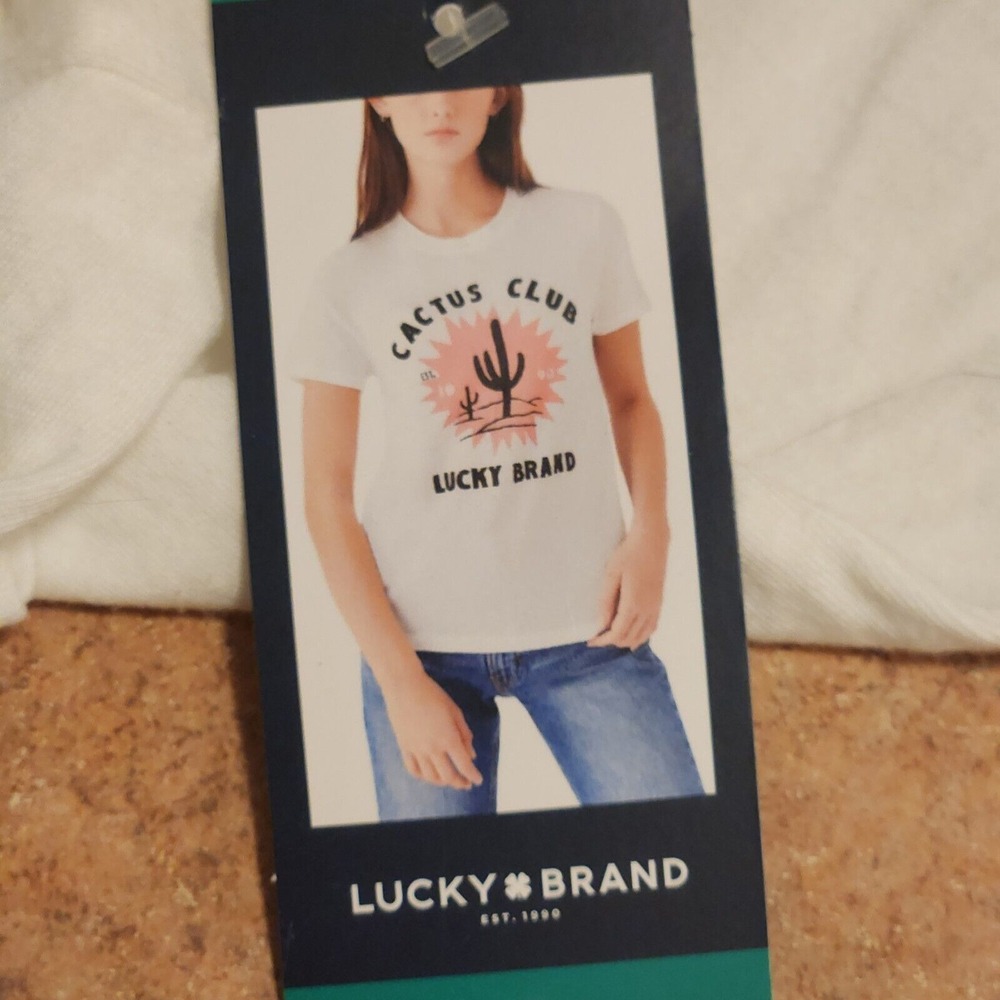 Lucky Brand Top Women's XL T Shirt White Cactus Club New - Picture 8 of 10